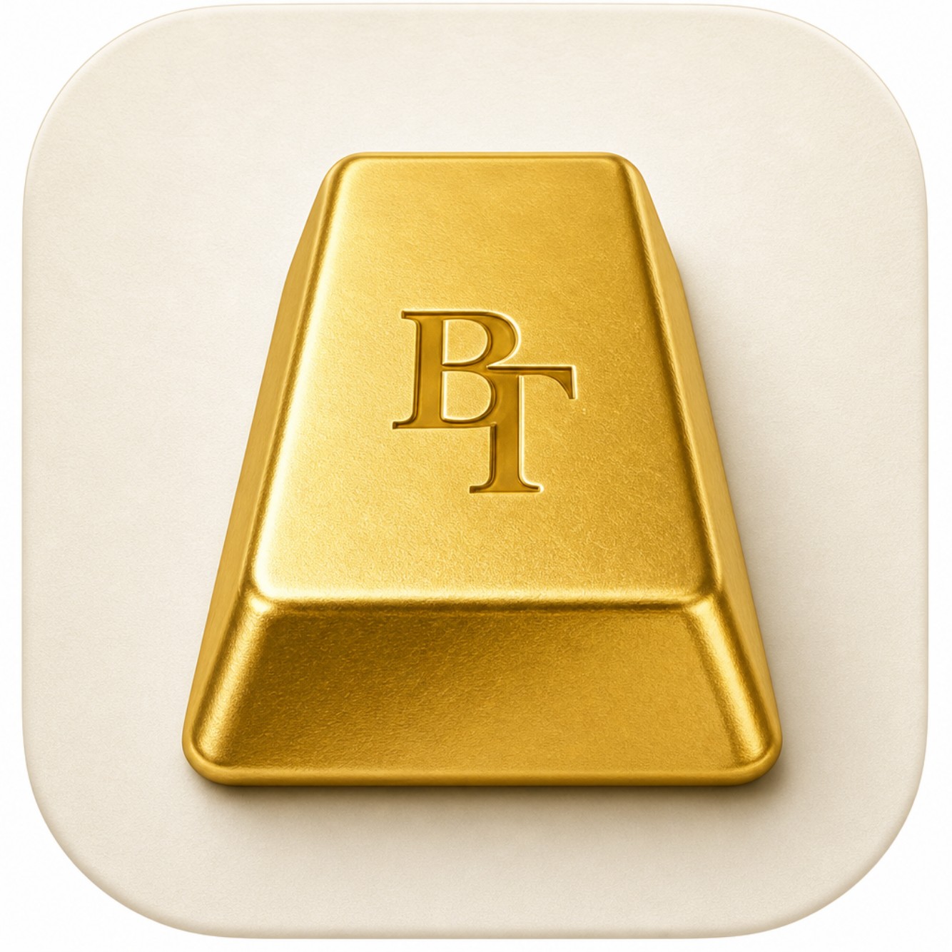 BullionTally app icon — gold bar with BT monogram